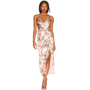 Katie May Come on Home Dress Pink Floral Strapless Size L